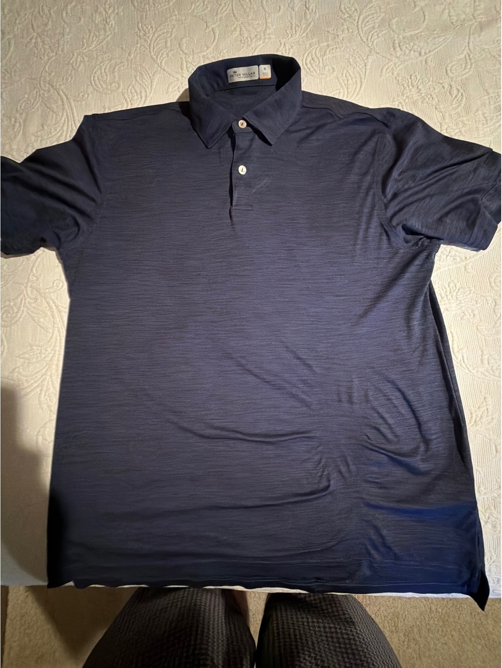 Peter Millar Featherweight UPF 50+ Navy Blue Polo Shirt Size